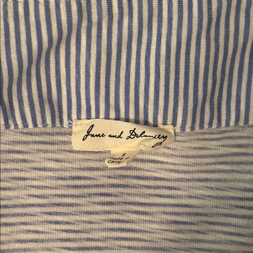 V neck blue & white nautical knit Blouse - Picture 4 of 5